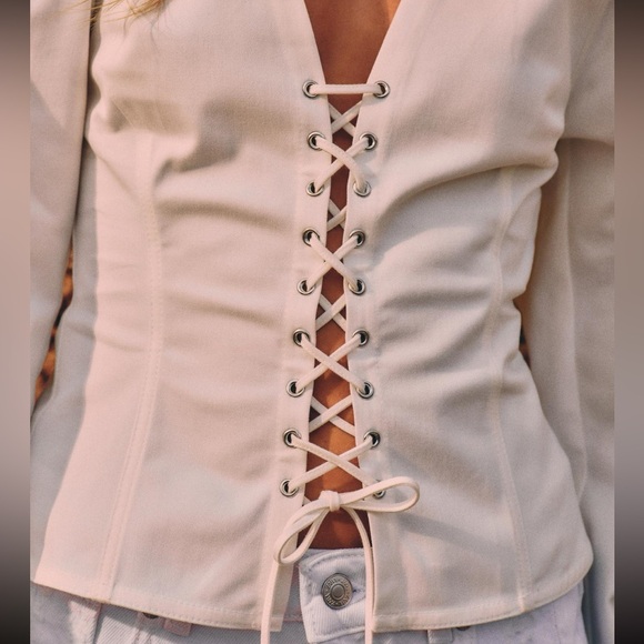 Wrap Front Drawstring Fitted Top - Picture 4 of 8